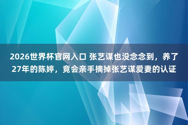 2026世界杯官网入口 张艺谋也没念念到,养了27年的陈婷,竟会亲手摘掉张艺谋爱妻的认证