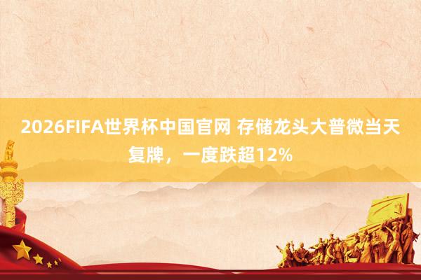 2026FIFA世界杯中国官网 存储龙头大普微当天复牌,一度跌超12%