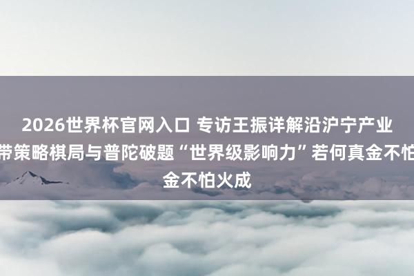 2026世界杯官网入口 专访王振详解沿沪宁产业革新带策略棋局与普陀破题“世界级影响力”若何真金不怕火成