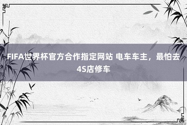 FIFA世界杯官方合作指定网站 电车车主，最怕去4S店修车