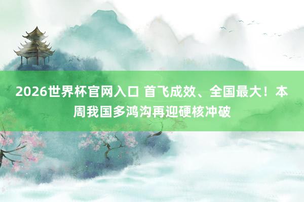 2026世界杯官网入口 首飞成效、全国最大!本周我国多鸿沟再迎硬核冲破