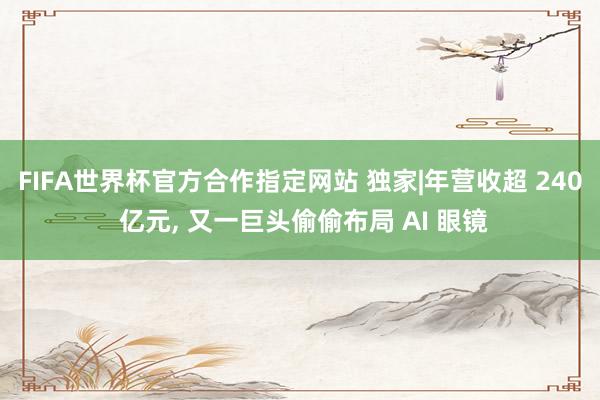FIFA世界杯官方合作指定网站 独家|年营收超 240 亿元, 又一巨头偷偷布局 AI 眼镜
