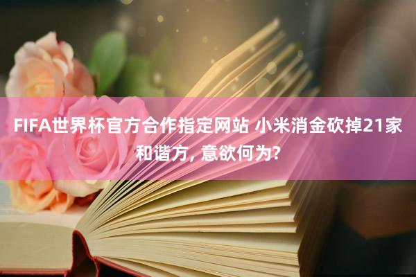 FIFA世界杯官方合作指定网站 小米消金砍掉21家和谐方, 意欲何为?