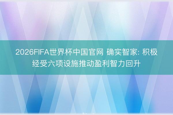 2026FIFA世界杯中国官网 确实智家: 积极经受六项设施推动盈利智力回升