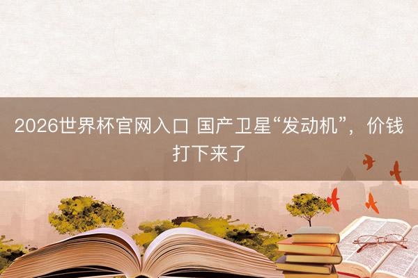 2026世界杯官网入口 国产卫星“发动机”,价钱打下来了